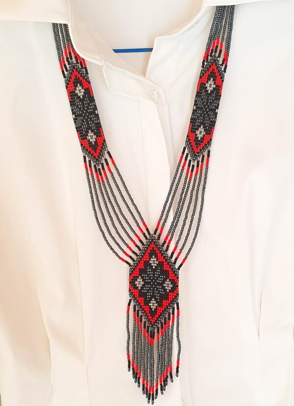 Beads necklace "Red and Black" made of Czech beads